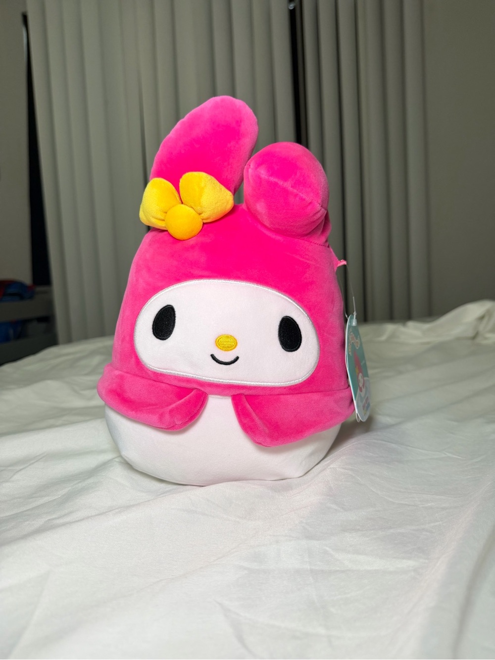 🎀 Sanrio My Melody Plush – Pink & White with Yellow Bow | Adorable Kawaii 🌸